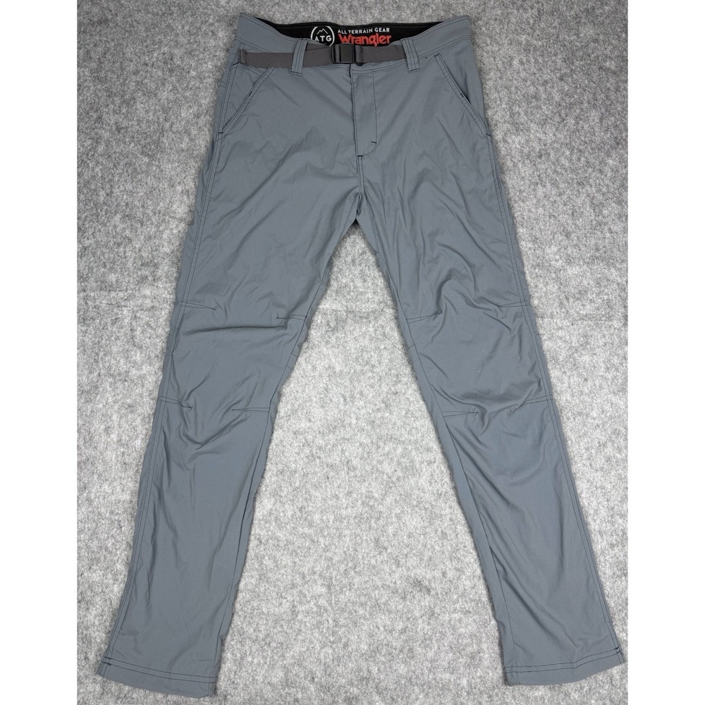 Wrangler ATG Pants Mens 32x32 Gray Belted Lightweight Stretch Hiking Outdoors